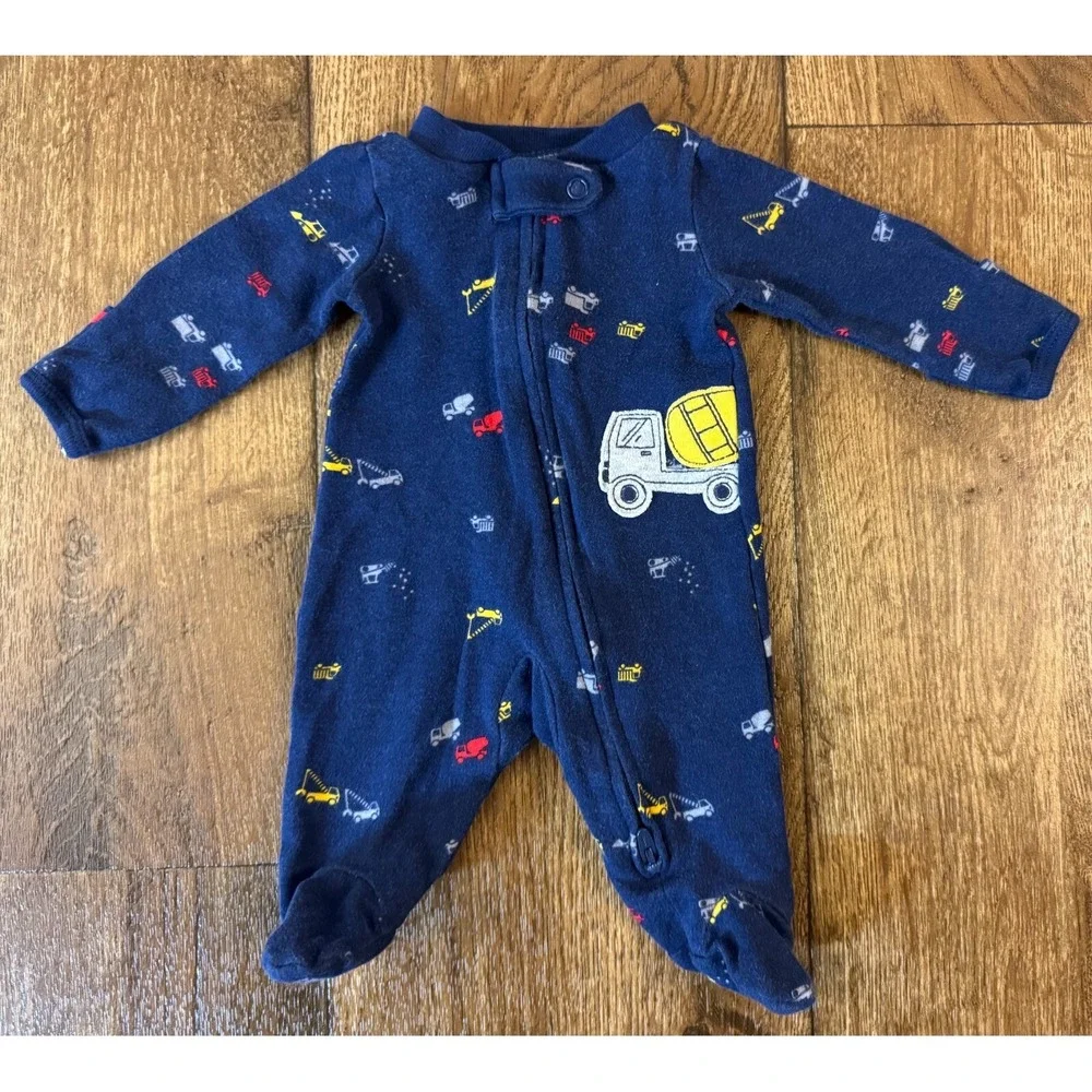 Carters Sleeper‎ Boy Preemie Outfit Romper Truck Cement Mixer Construction